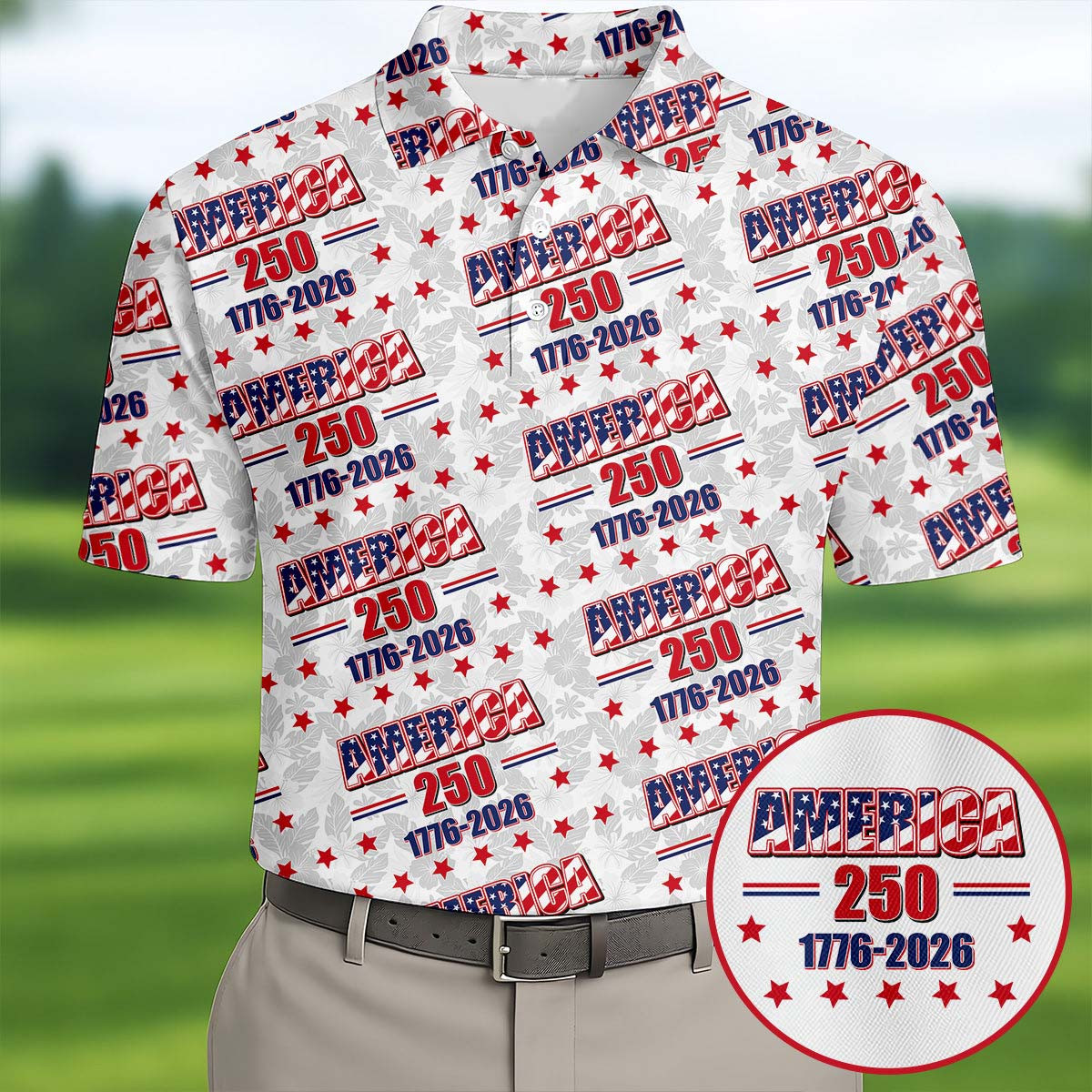 America 250 1776 2026 Golf Polo Shirt Mens Patriotic Golf Shirts Perfect Gift For Golfers