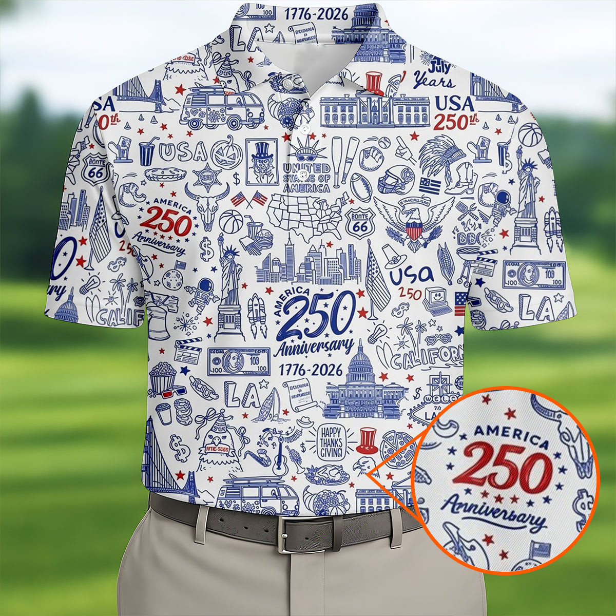 America 250 Anniversary 1776 2026 Golf Polo Shirt Patriotic Apparel Golf Gifts For Guys