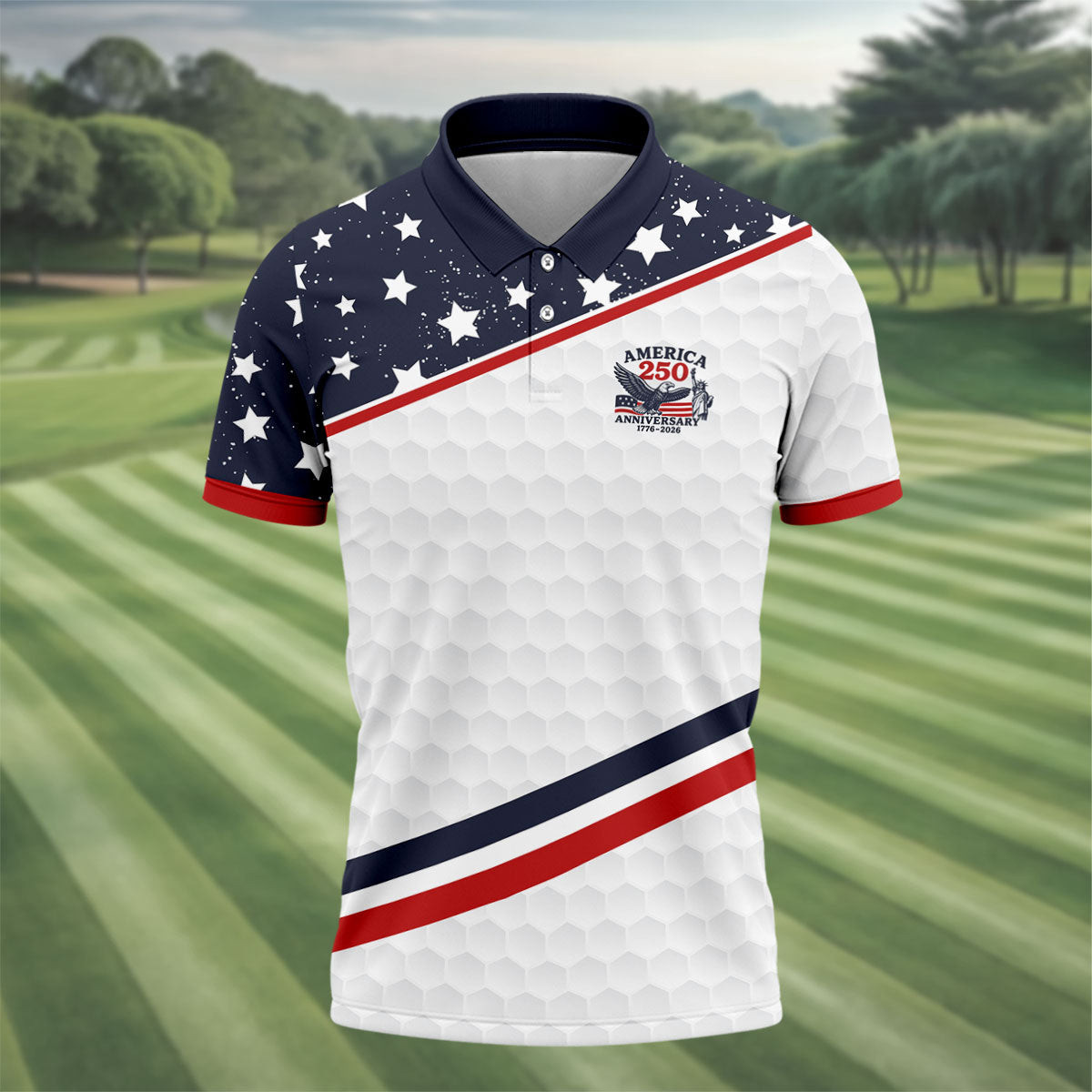 America 250 Anniversary Golf Polo Shirt American Patriot Apparel Gifts For Male Golfers