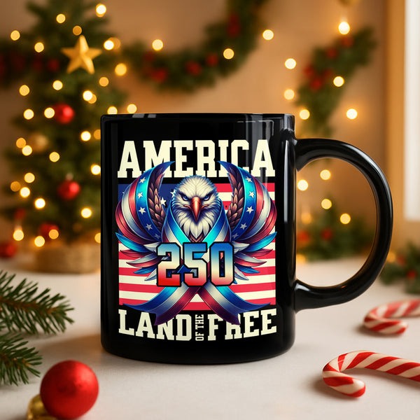 America 250 Anniversary Mug Eagle USA Flag Land Of The Free Patriotic Gifts