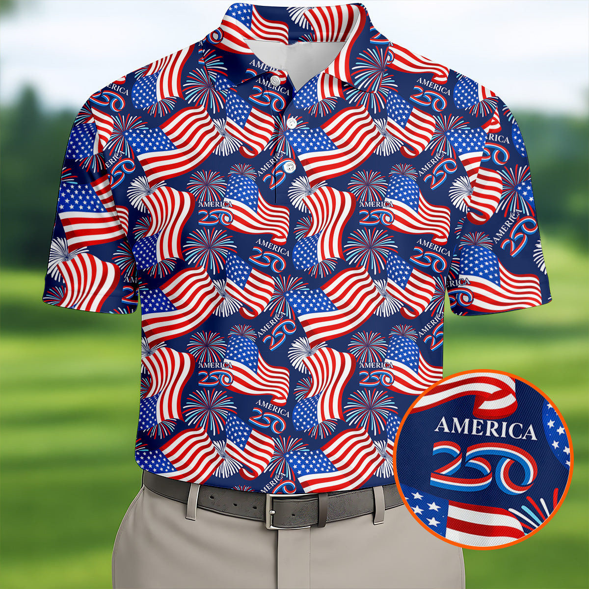 America 250 Anniversary Patriot Golf Polo Shirt Mens Golf Shirts Golf Present Ideas