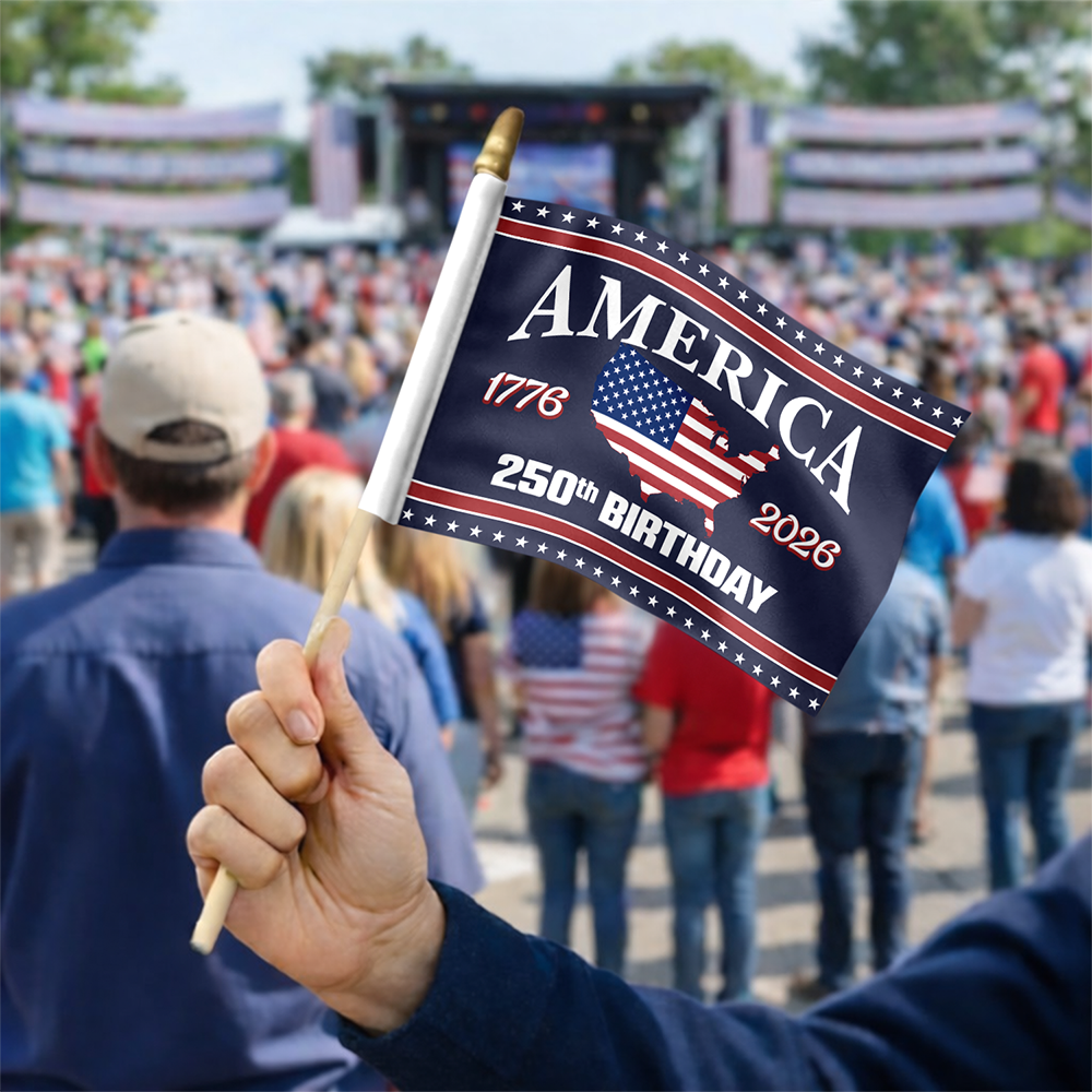 America 250 Birthday 1776 2026 Handheld Flag Independence Day Flag Patriotic Decor