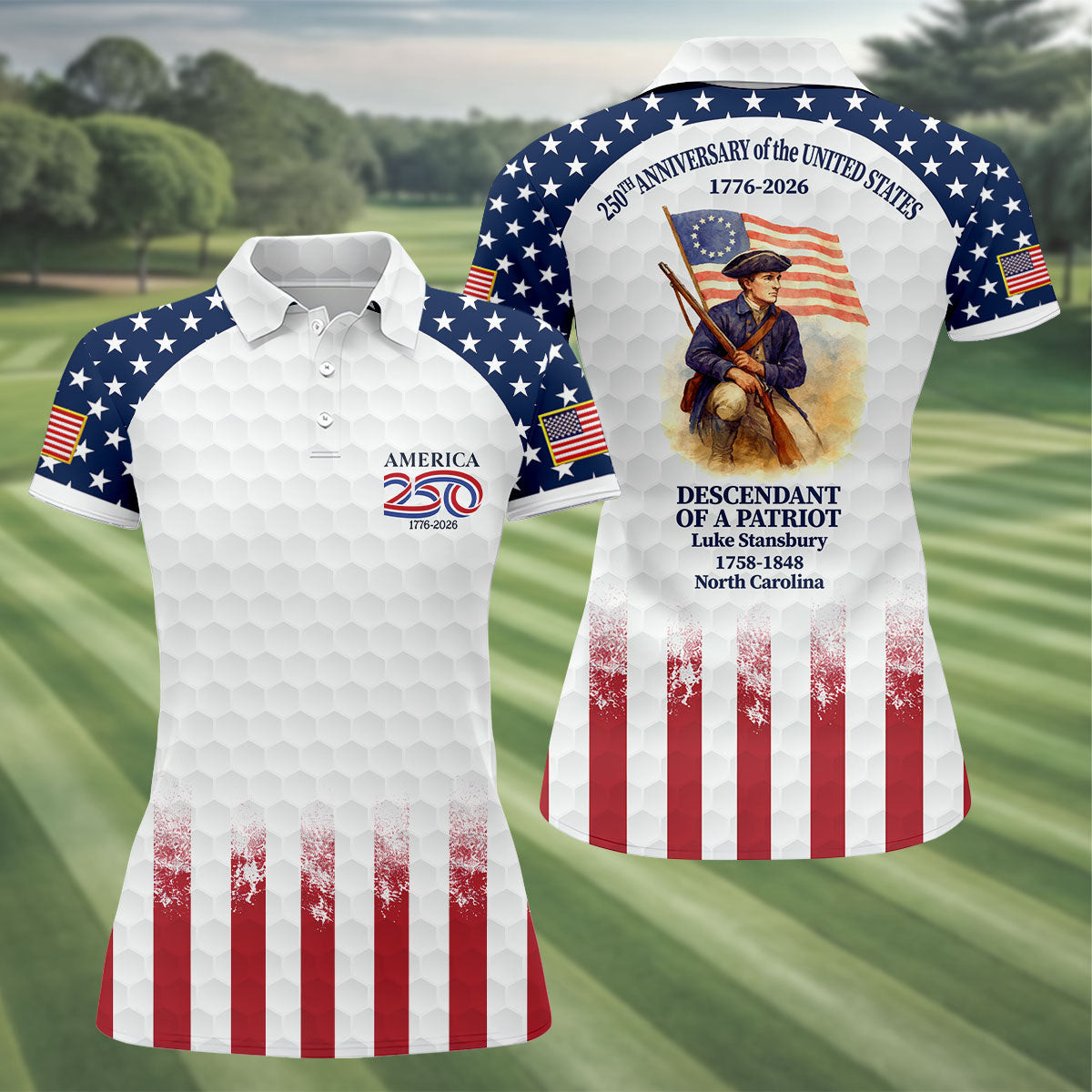 America 250 Descendant Of A Patriot Golf Polo Shirt Womens Polo Shirts Golf Gift Ideas