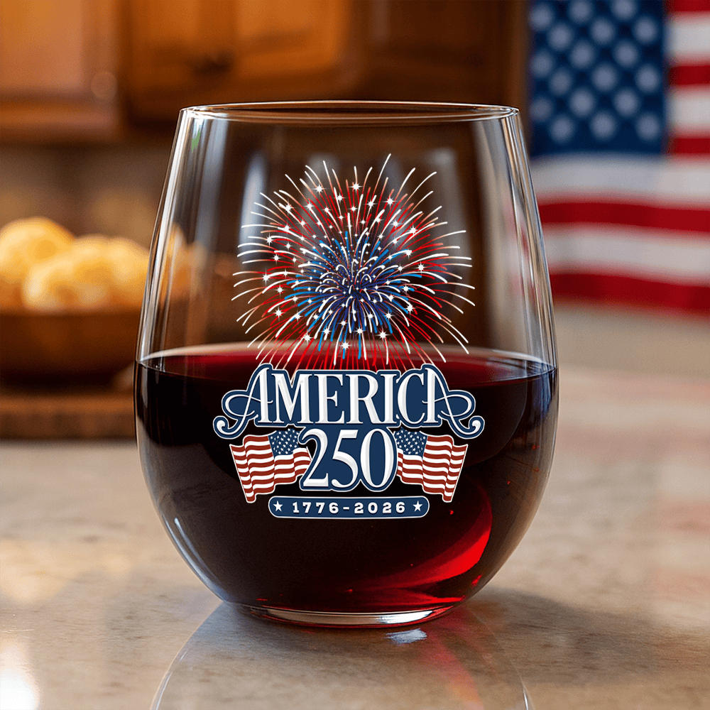 America 250 Firework Wine Glass America 250 Merchandise Patriotic Gifts For Dad