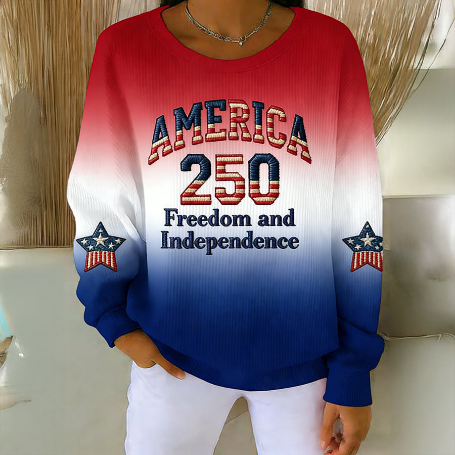 America 250 Freedom And Independence Sweatshirt 4th Of July Attire Gift For Her