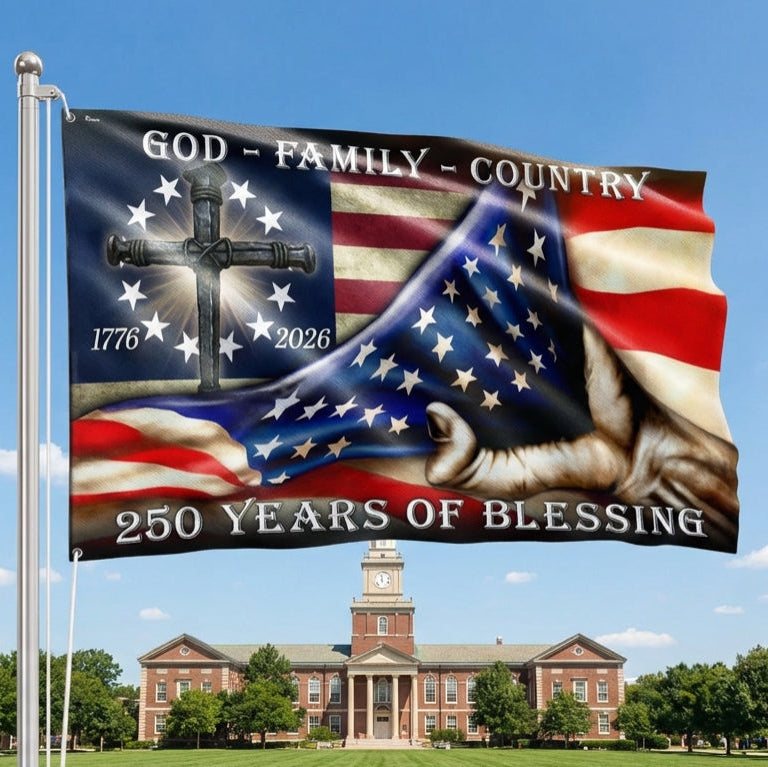 America 250 Merch 250 Years of Blessing Betsy Ross 1776 2026 Flag, God Patriotic Grommet Flag