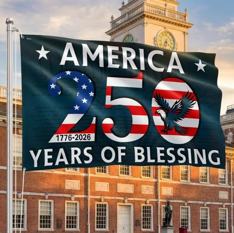 America 250 Merch 250 Years of Blessing Flag, 1776 2026 America Patriotic Eagle Decorative