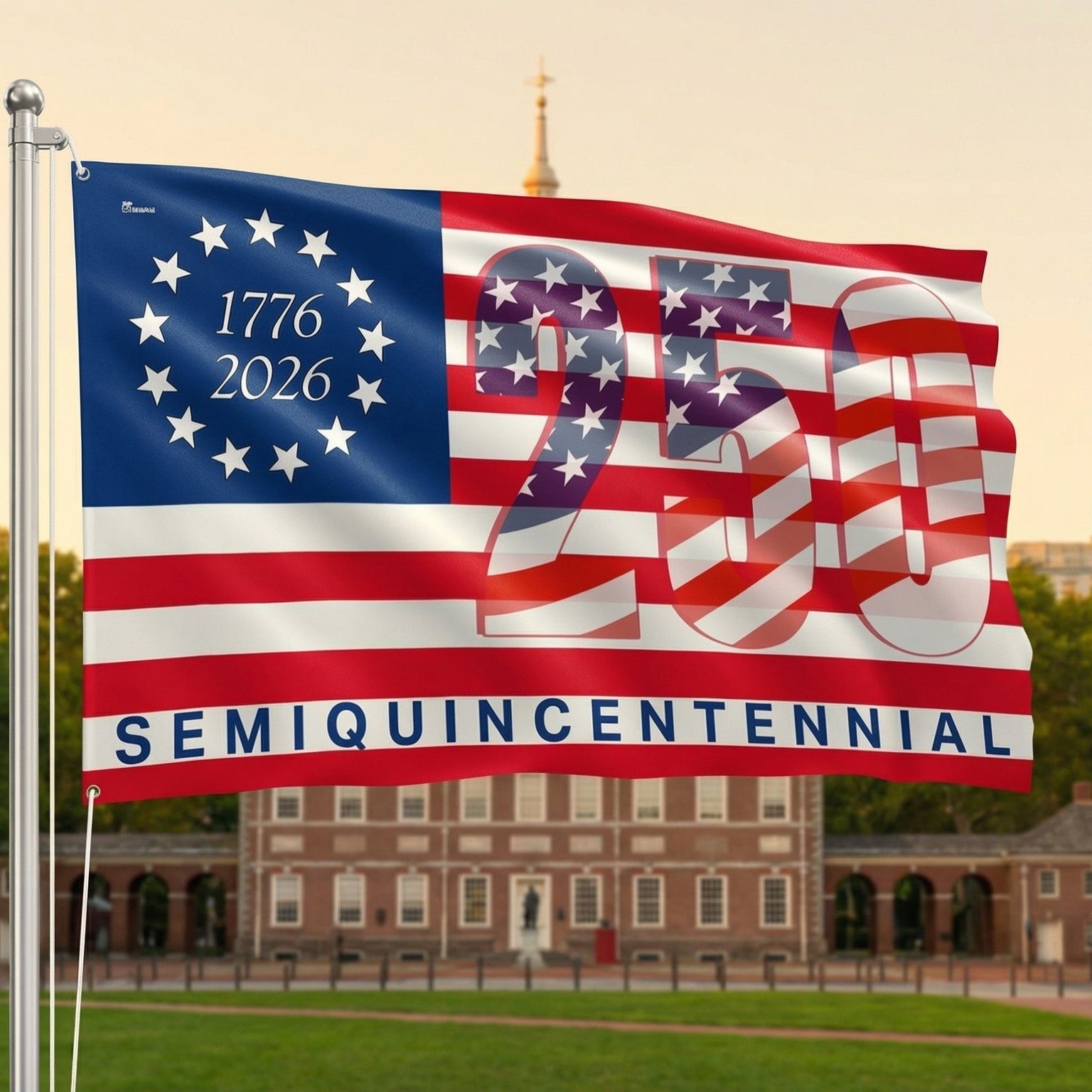 America 250 Merch America 250th Anniversary United States Semiquincentennial 1776 2026 Patriotic Grommet Flag