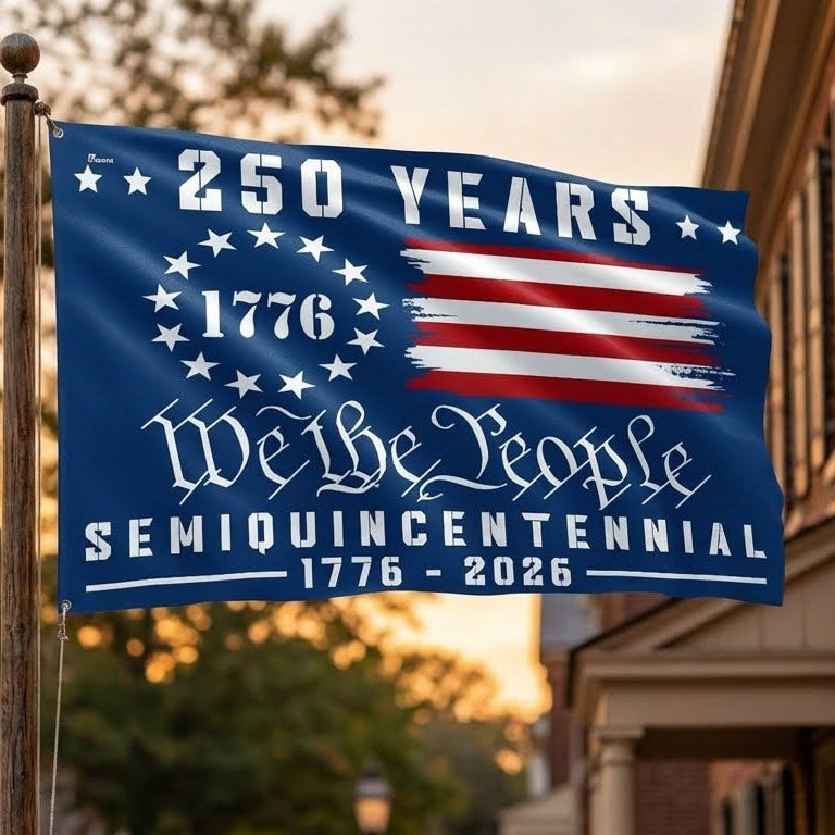 America 250 Merch American Flag - America 250th Anniversary We The People Grommet Canvas Flag