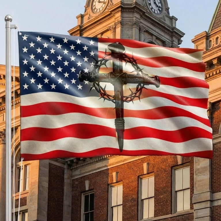 America 250 Merch Christ America Patriot Grommet Flag, 250 Years Blessing Nation Under God