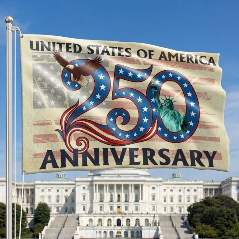 America 250 Merch Patriotic 250th Anniversary Grommet Flag 1776 2026 United States of America Semiquincentennial