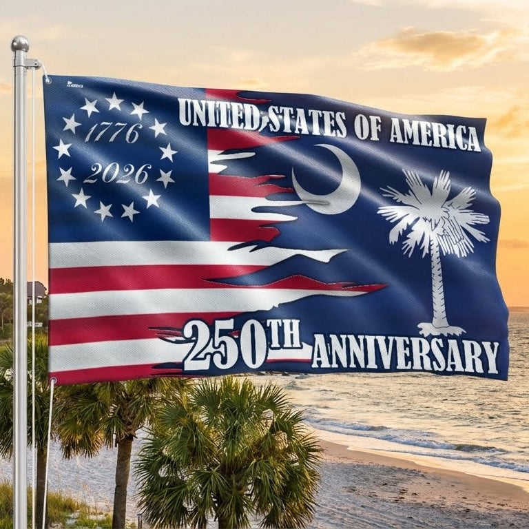 America 250 Merch SC 250Th Anniversary Flag, 1776 2026 America South Carolina Grommet Flag
