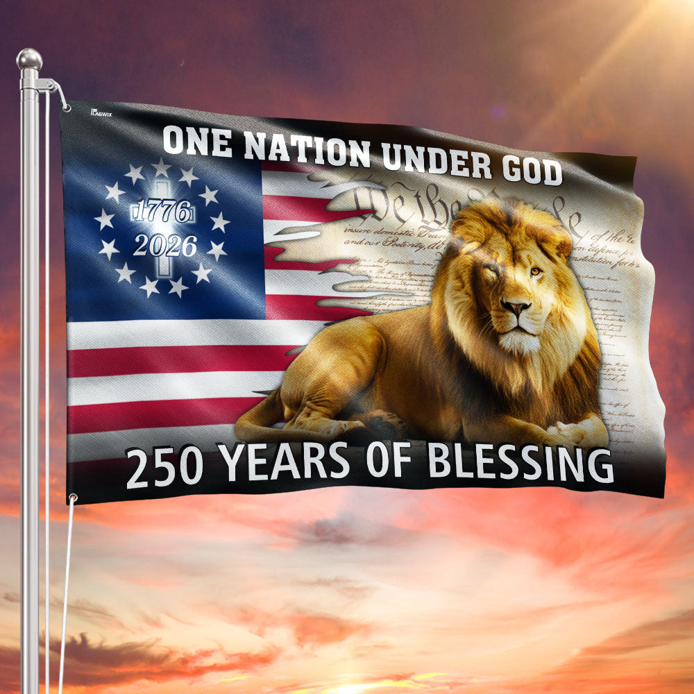 America 250 Merchandise 250 Years of Blessing Flag, Lion Of Judah American Grommet Flag