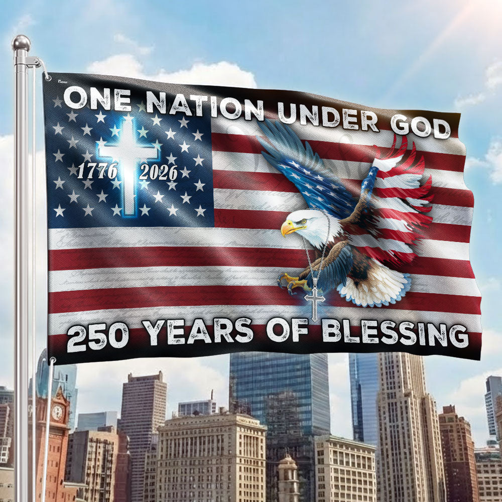 America 250 Merchandise 250 Years of Blessing Flag, One Nation Under God Eagle Cross Decoration