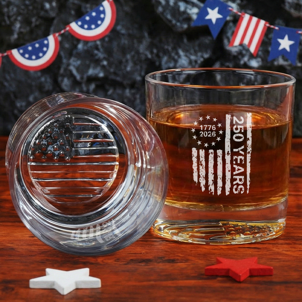 America 250 Merchandise 250 Years of Freedom Betsy Ross 1776 2026 Engraved Whiskey Glass