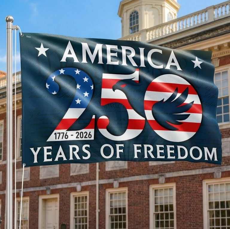America 250 Merchandise 250 Years of Freedom Flag, 1776 2026 America with Patriotic Eagle Decor