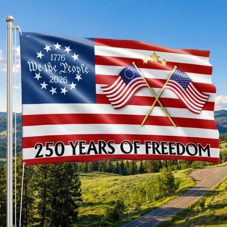America 250 Merchandise 250 Years of Freedom Flag, 250th Anniversary Semiquincentennial US Flag