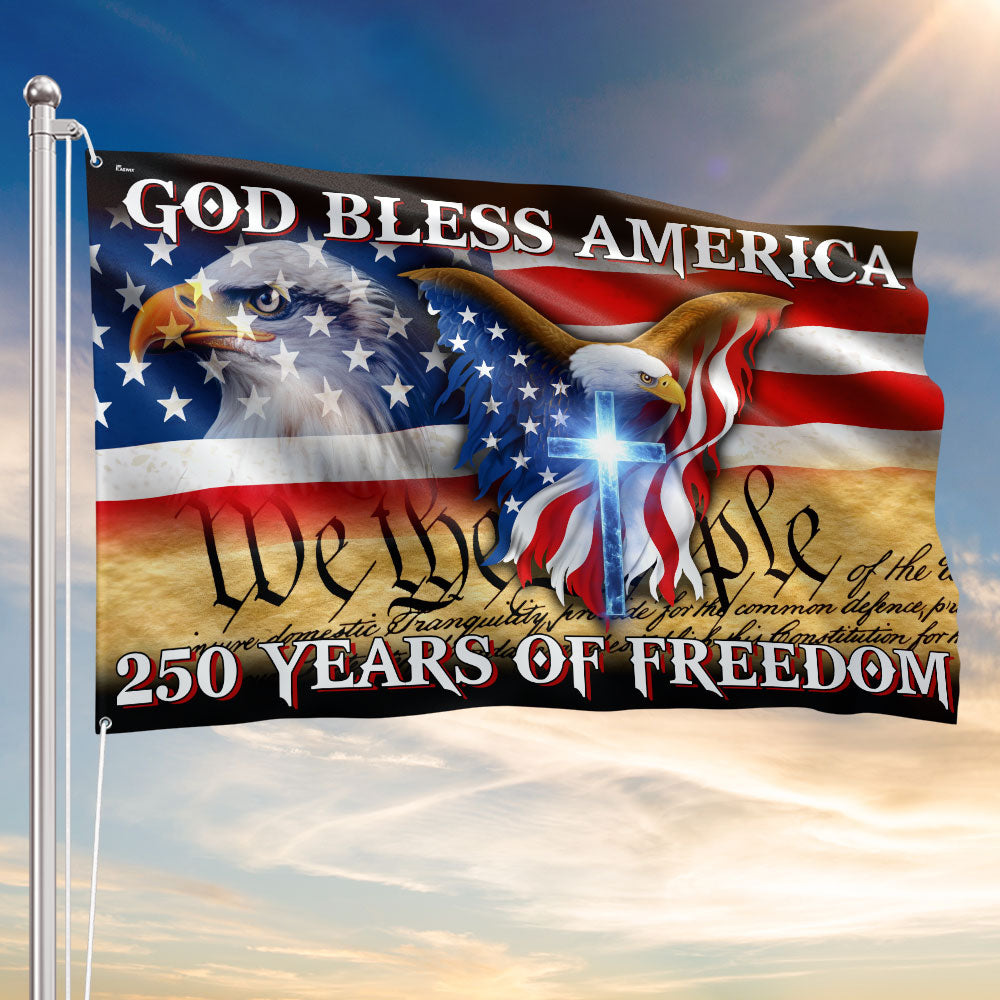America 250 Merchandise 250 Years of Freedom Patriotic Flag God Bless America Grommet Flag