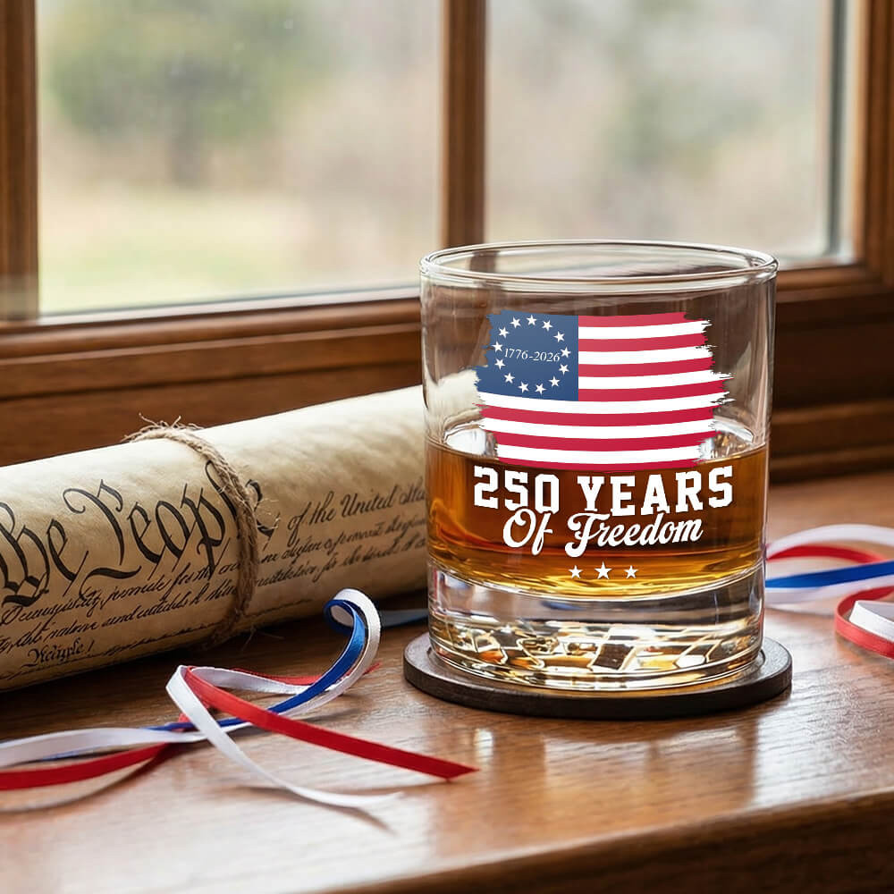 America 250 Merchandise 250th Anniversary of America 1776 2026 Betsy Ross Whiskey Glass