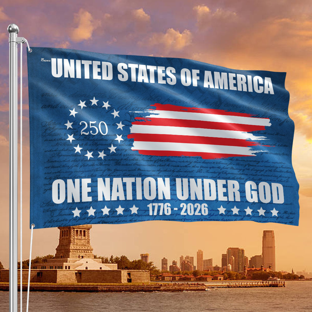 America 250 Merchandise 250th of American Flag One Nation Under God Betsy Ross Grommet Flag
