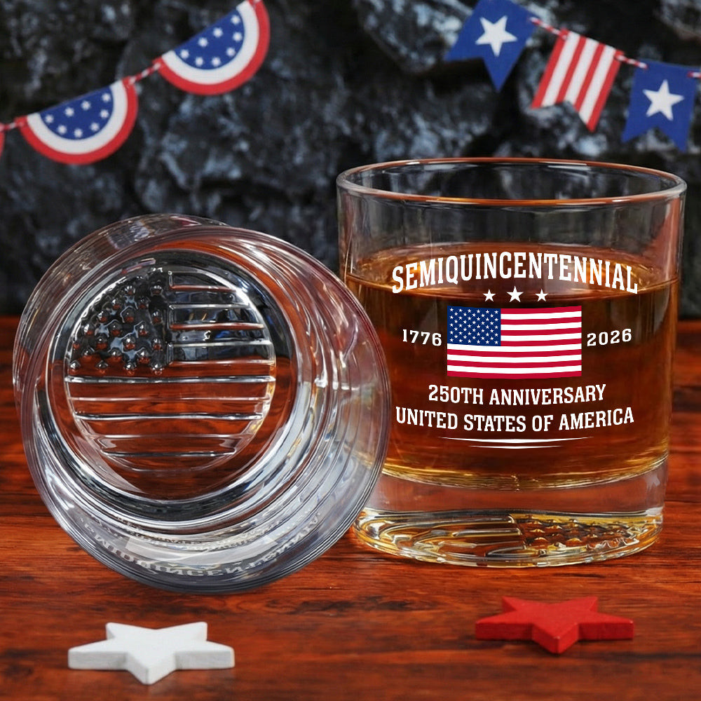 America 250 Merchandise America 250th Anniversary USA Flag Whiskey Glass for Patriotic Gifting