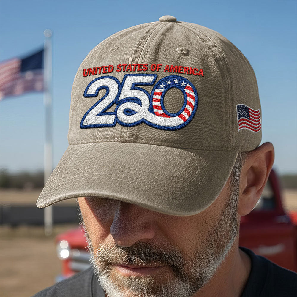 America 250 Merchandise America Vintage Washed Cap, 250th Anniversary Eagle Embroidered Cap