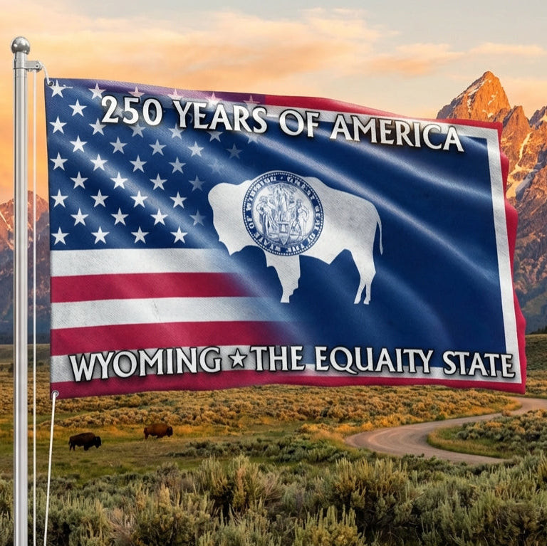 America 250 Merchandise America's 250th Wyoming Flag, The Equality State Patriotic Grommet Flag