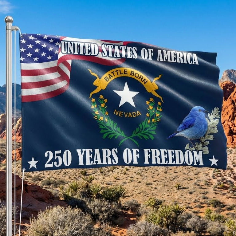 America 250 Merchandise Nevada State Flag, 250 Years of Freedom Nevada State Grommet Flag