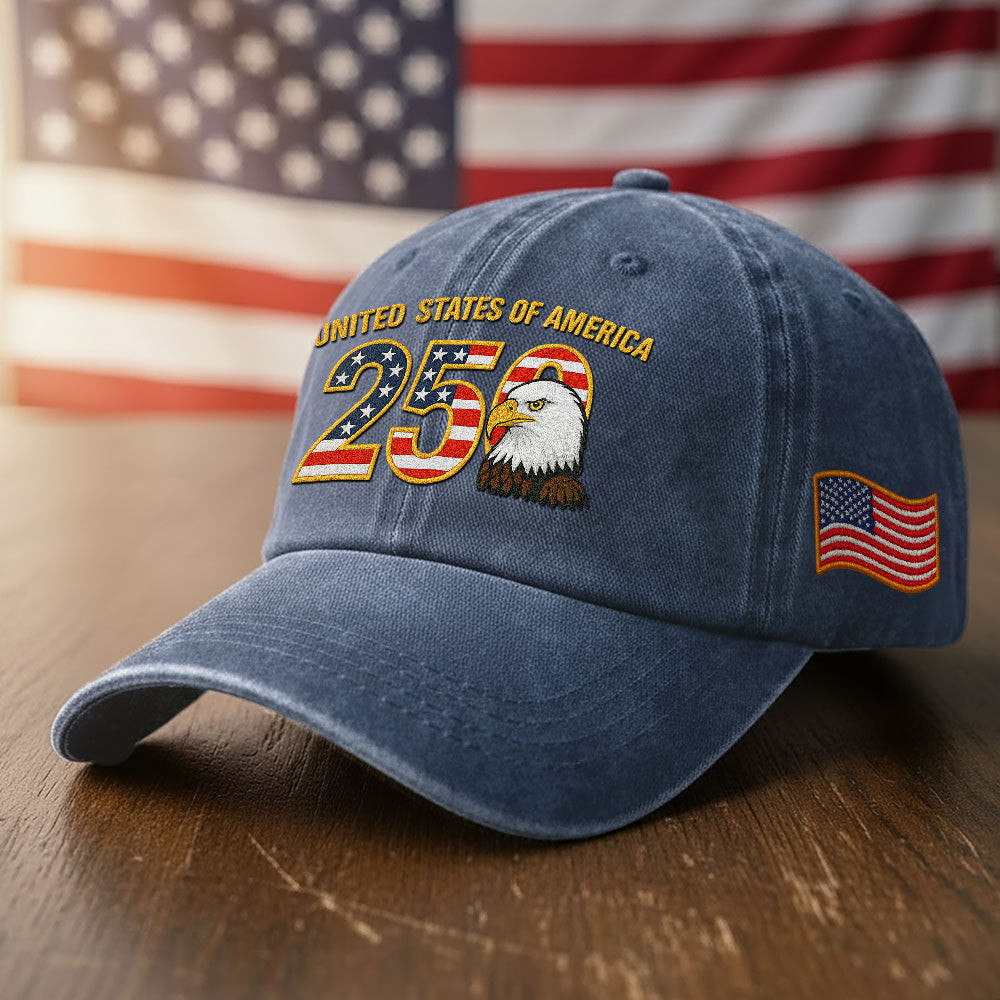 America 250 Merchandise Patriot 250th Anniversary Washed Cap Embroidered Eagle American Flag