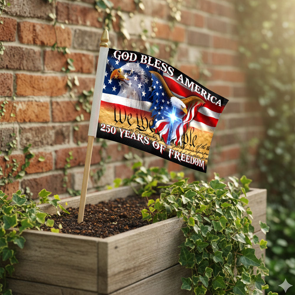 America 250 Merchandise Patriotic 250 Years of Freedom Flag, God Bless America Handheld Flag