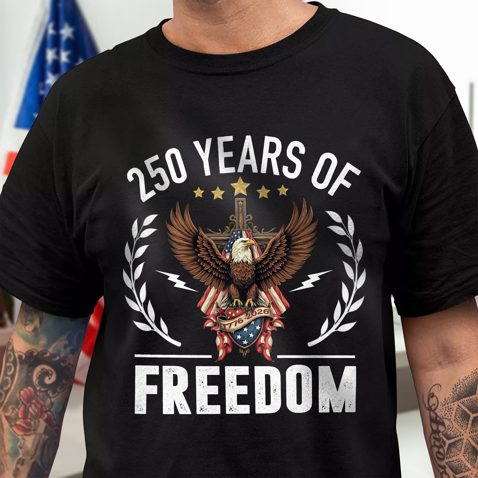 America 250 Of Freedom With Eagle Dark Shirt For Family Gift America 250 Merchandise Gifts For A Patriotic Person