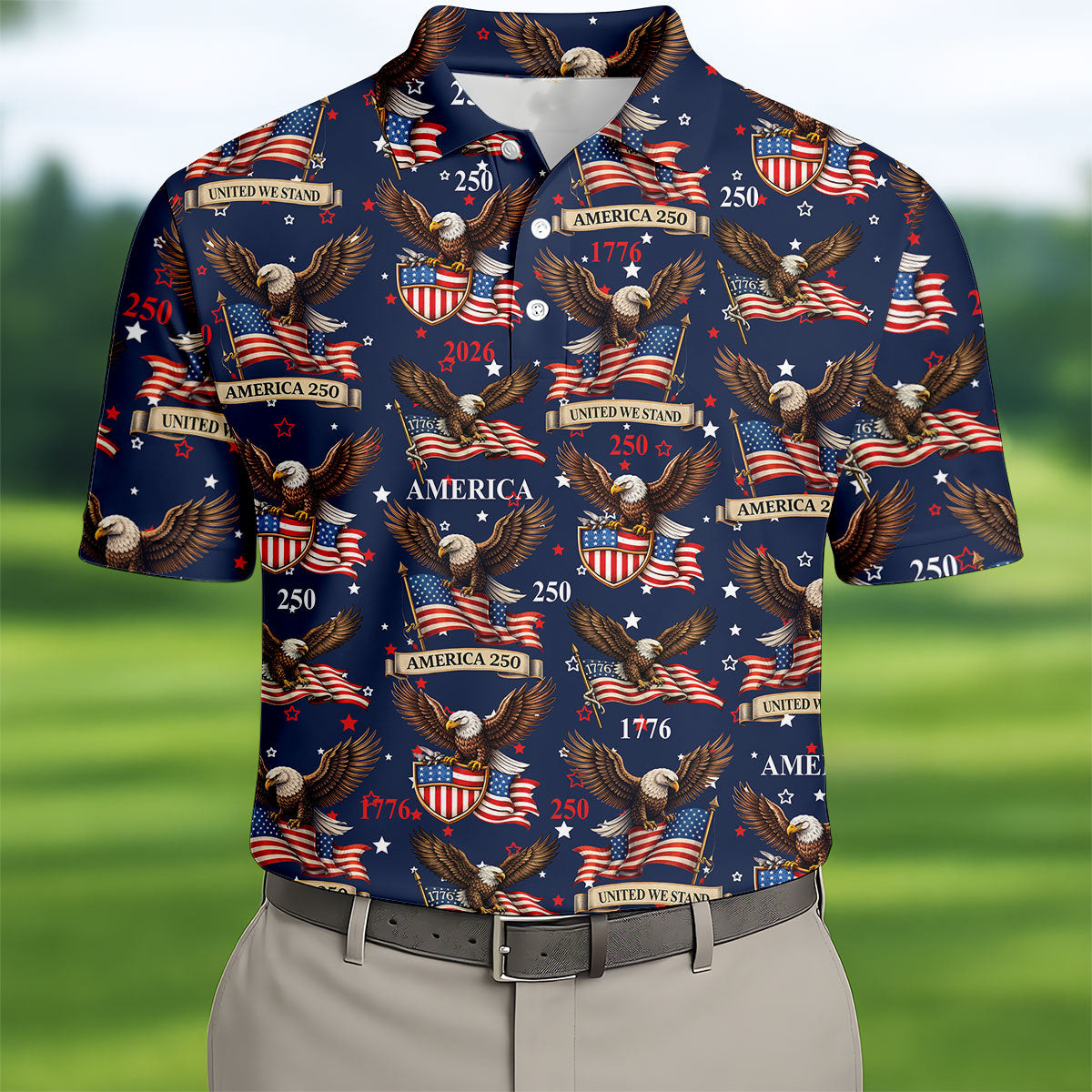 America 250 United We Stand Golf Polo Shirt Mens Golf Shirts Golf Gifts For Guys