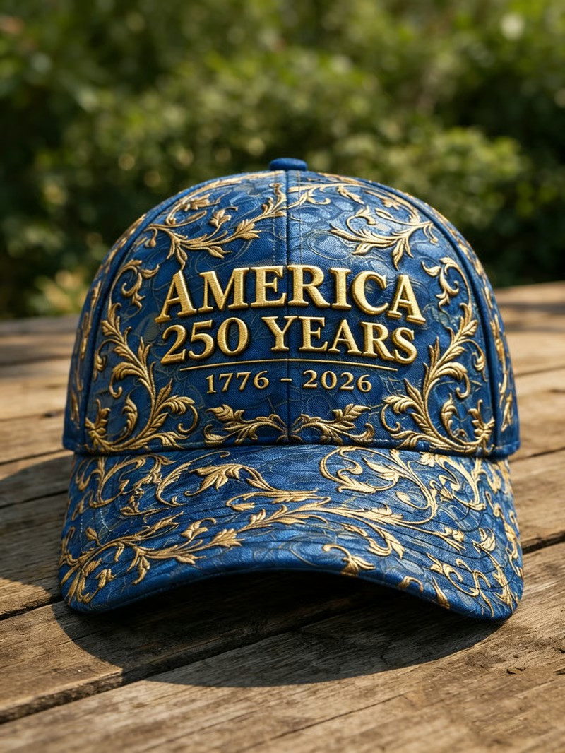 America 250 Years 1776 2026 Baseball Cap Gold Baroque Patriotic Commemorative Hat Gift Ideas