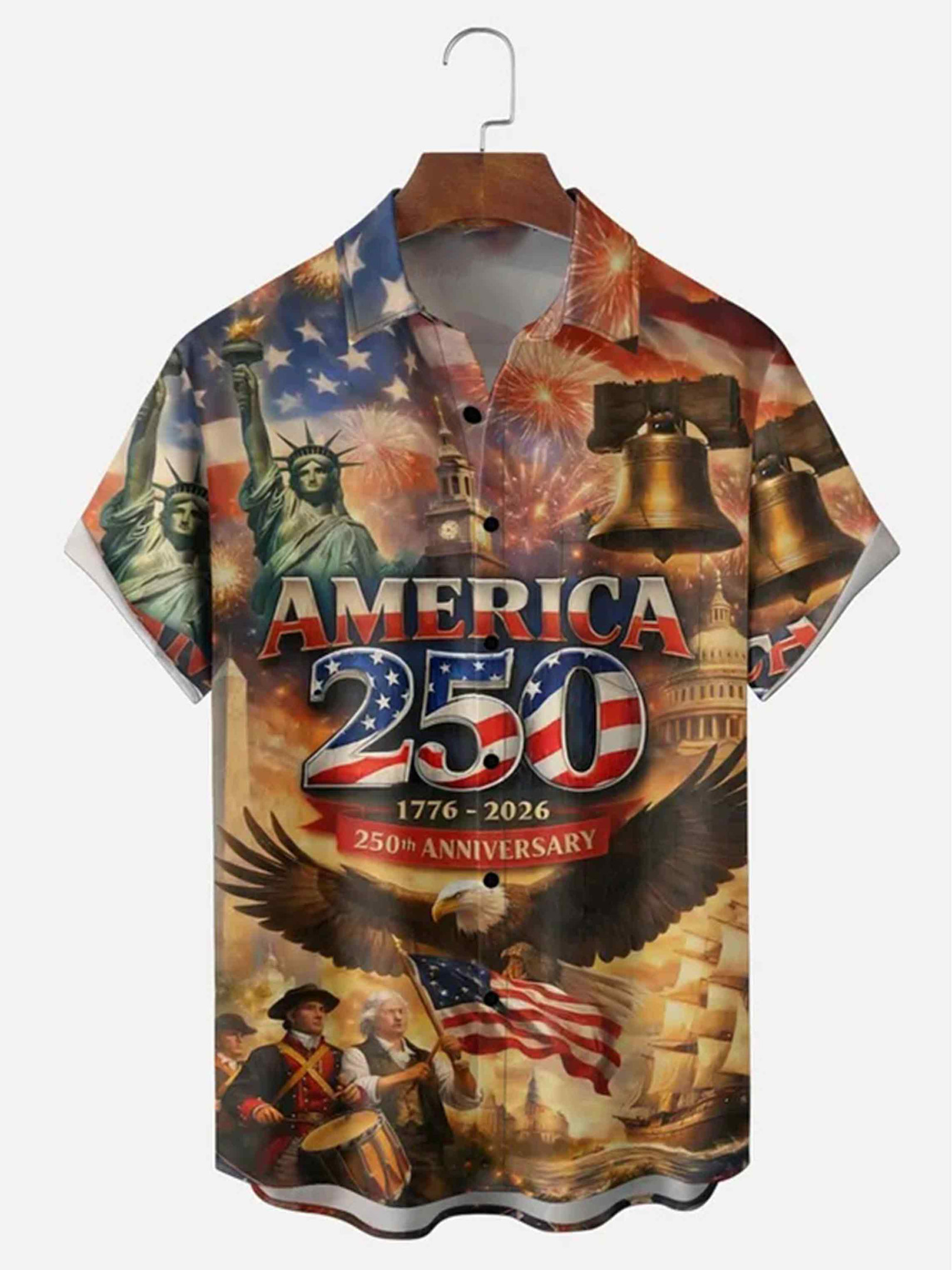 America 250 Years 1776 2026 Button Shirt 250th Anniversary Clothing Gift For Dad