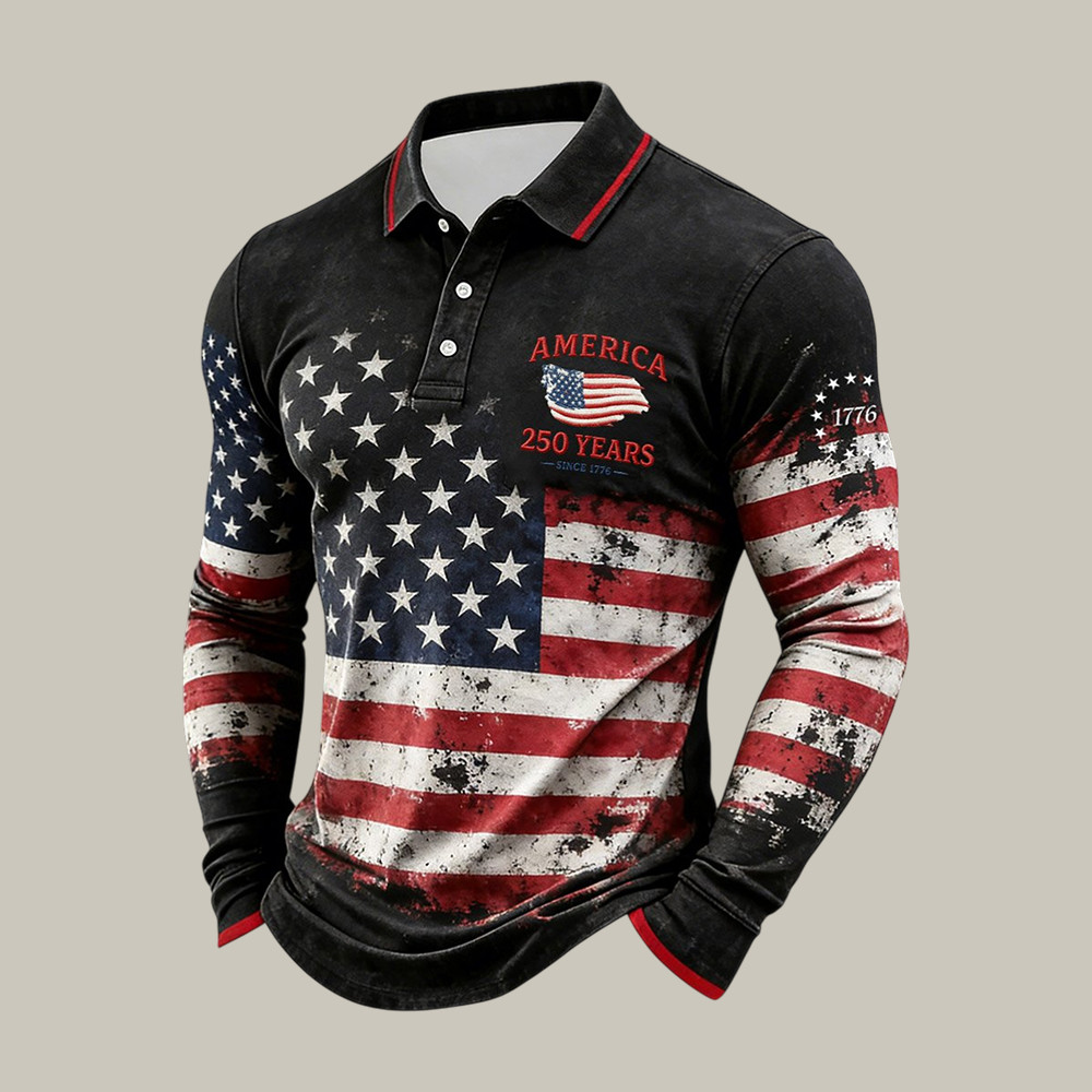 America 250 Years 1776 2026 Button Up Long Sleeve Shirt 4th Of July Attire Good Gift For Him