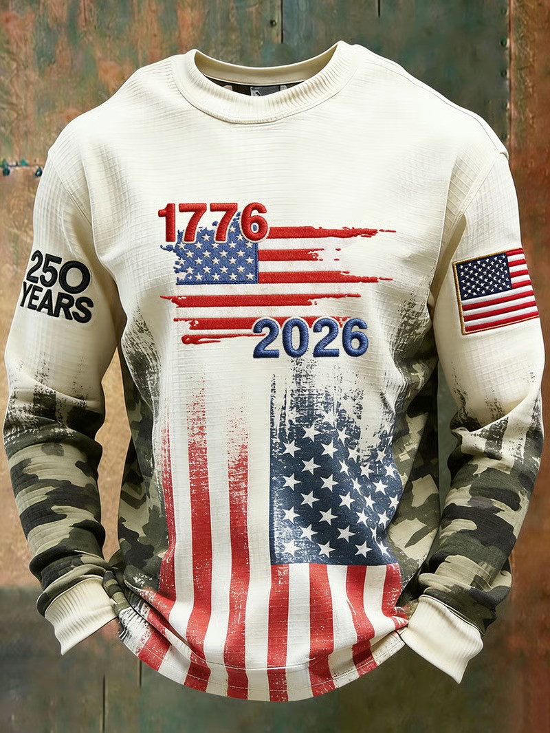 America 250 Years 1776 2026 Camo Long Sleeve Shirt Independence Day Apparel Gift For Patriots
