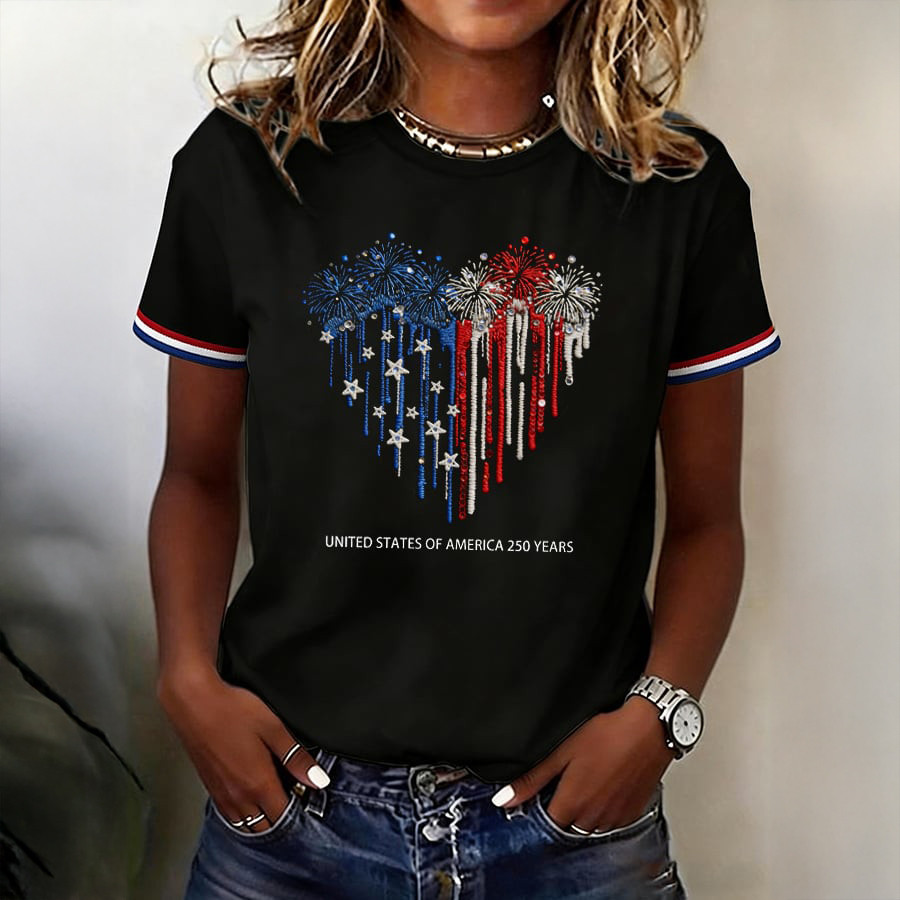 America 250 Years 1776 2026 Fireworks T-Shirt Independence Day Shirt Patriotic Wife Gifts