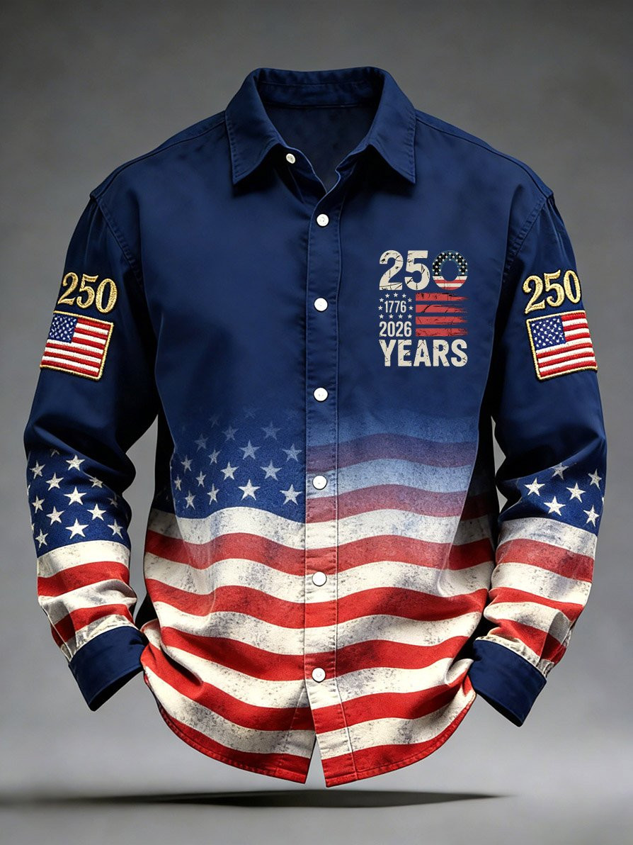 America 250 Years Anniversary Button Up Long Sleeve Shirt USA Flag 1776 2026 Merch Gift For Him America 250 Years Anniversary Button Up Long Sleeve Shirt USA Flag 1776 2026 Merch Gift For Him