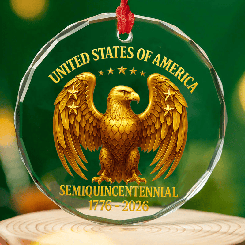 America 250 Years Anniversary Glass Ornament Patriotic Christmas Gift for MAGA