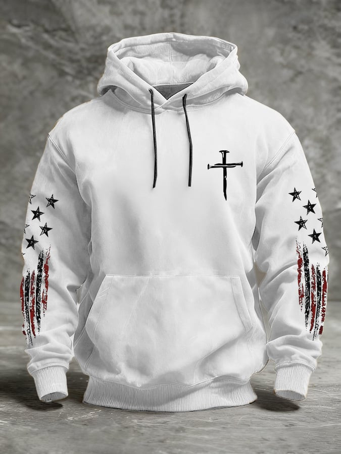 America 250 Years Anniversary Hoodie Christian Cross USA Flag Patriotic Apparel