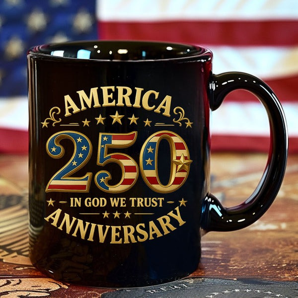 America 250 Years Anniversary Mug In God We Trust USA Flag Mug Gifts For Independence Day