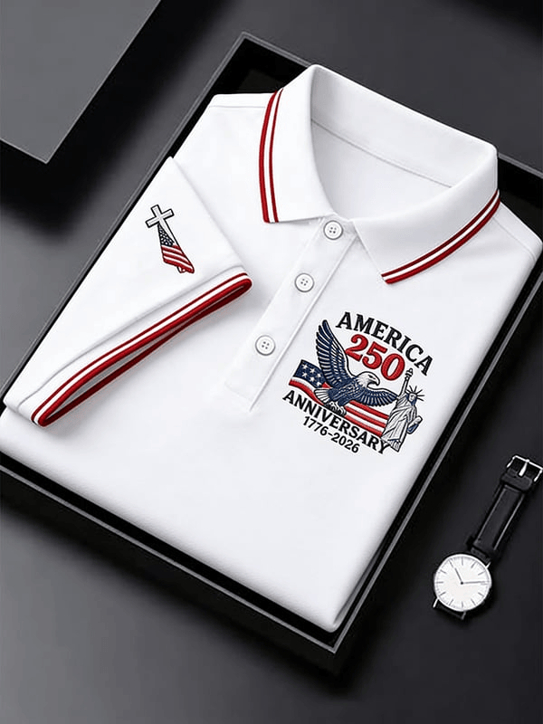 America 250 Years Anniversary Polo Shirt Faith Cross 1776 2026 Merch Patriotic Gifts For Men America 250 Years Anniversary Polo Shirt Faith Cross 1776 2026 Merch Patriotic Gifts For Men