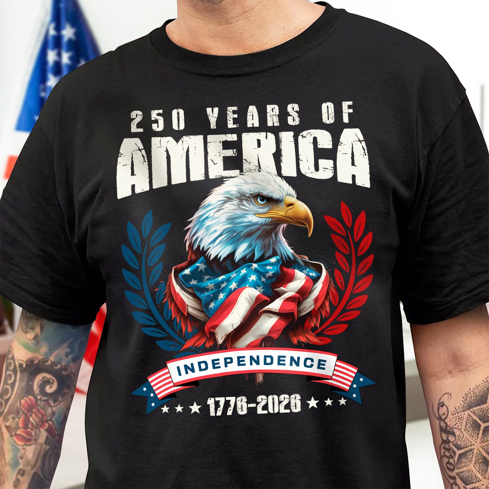 America 250 Years Eagle Independence Day Patriotic Dark Shirt America 250 Merchandise Patriotic Themed Gifts
