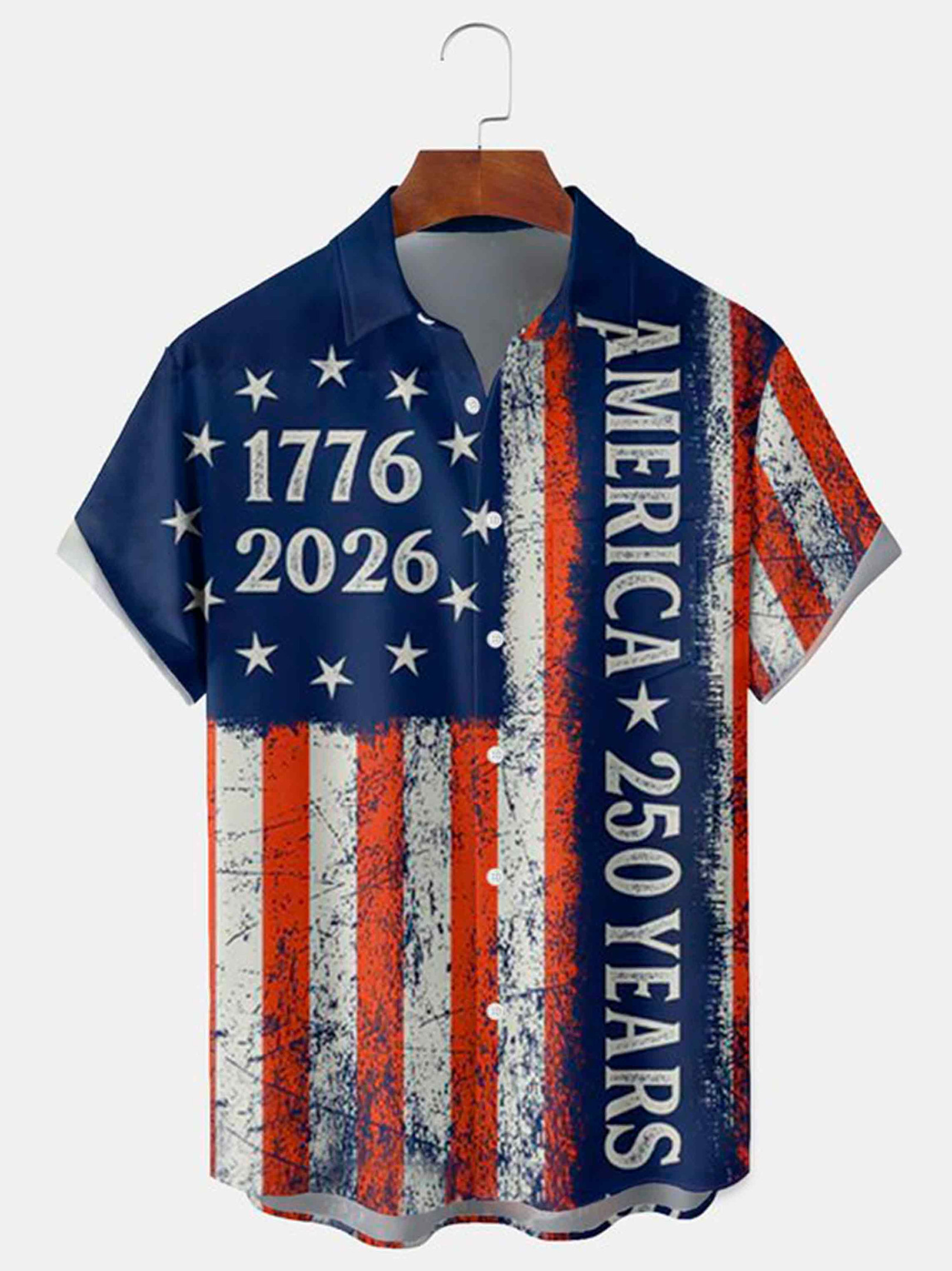 America 250 Years Hawaiian Button Shirt Independence Day 1776 2026 Clothing Gift For Patriots
