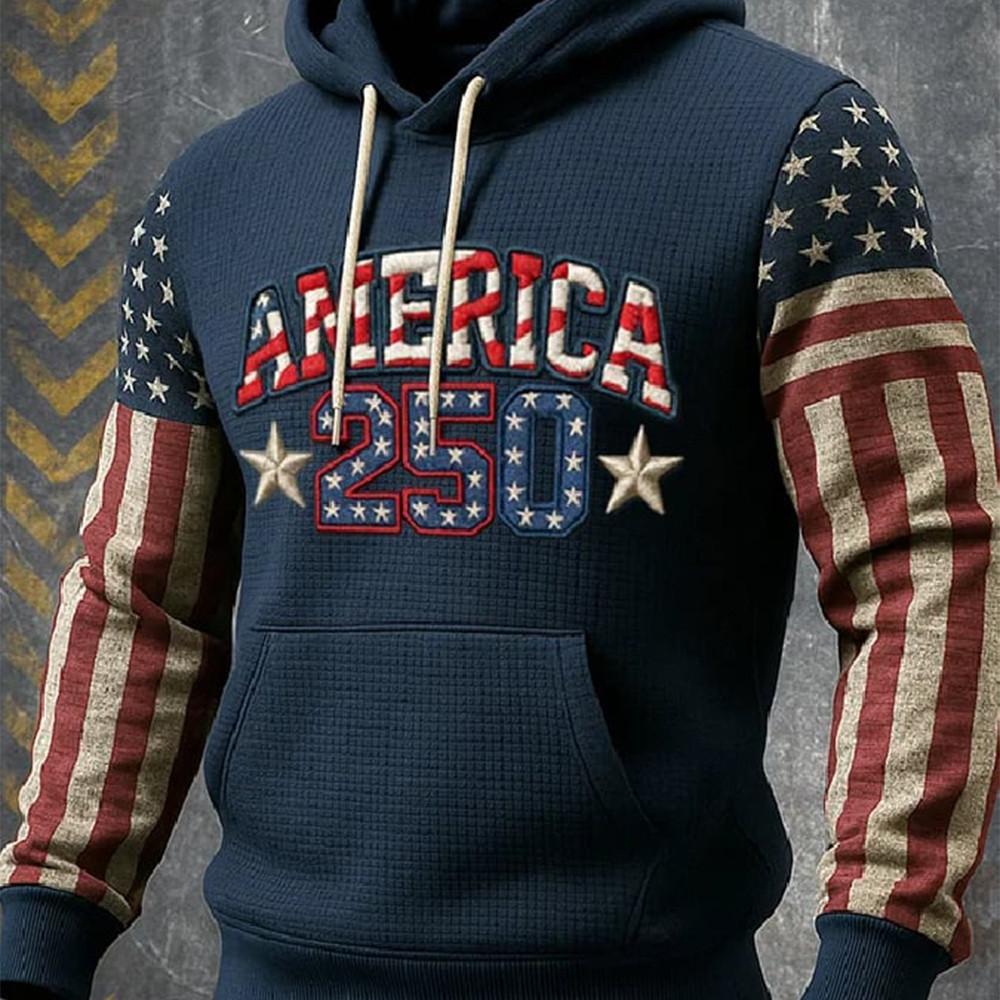 America 250 Years Of Freedom 1776 2026 Vintage Hoodie American Flag Design 4th Of July Apparel