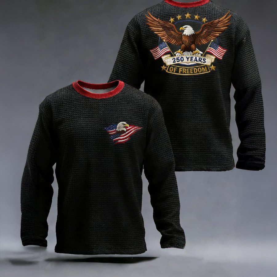 America 250 Years Of Freedom Commemorative Long Sleeve Shirt Patriotic Eagle Apparel July 4 Gift