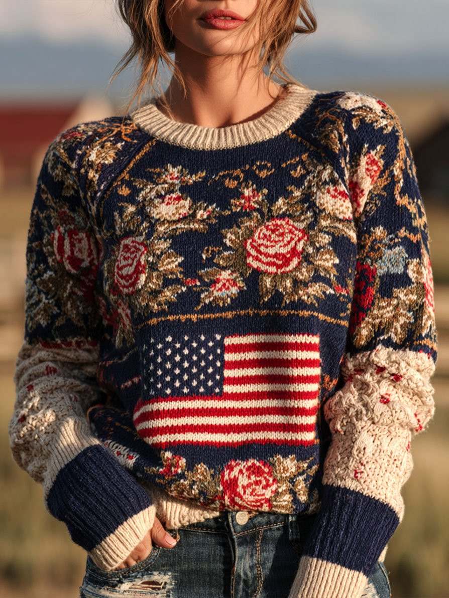 America 250 Years Of Freedom Floral Sweater Independence Day 2026 Clothing