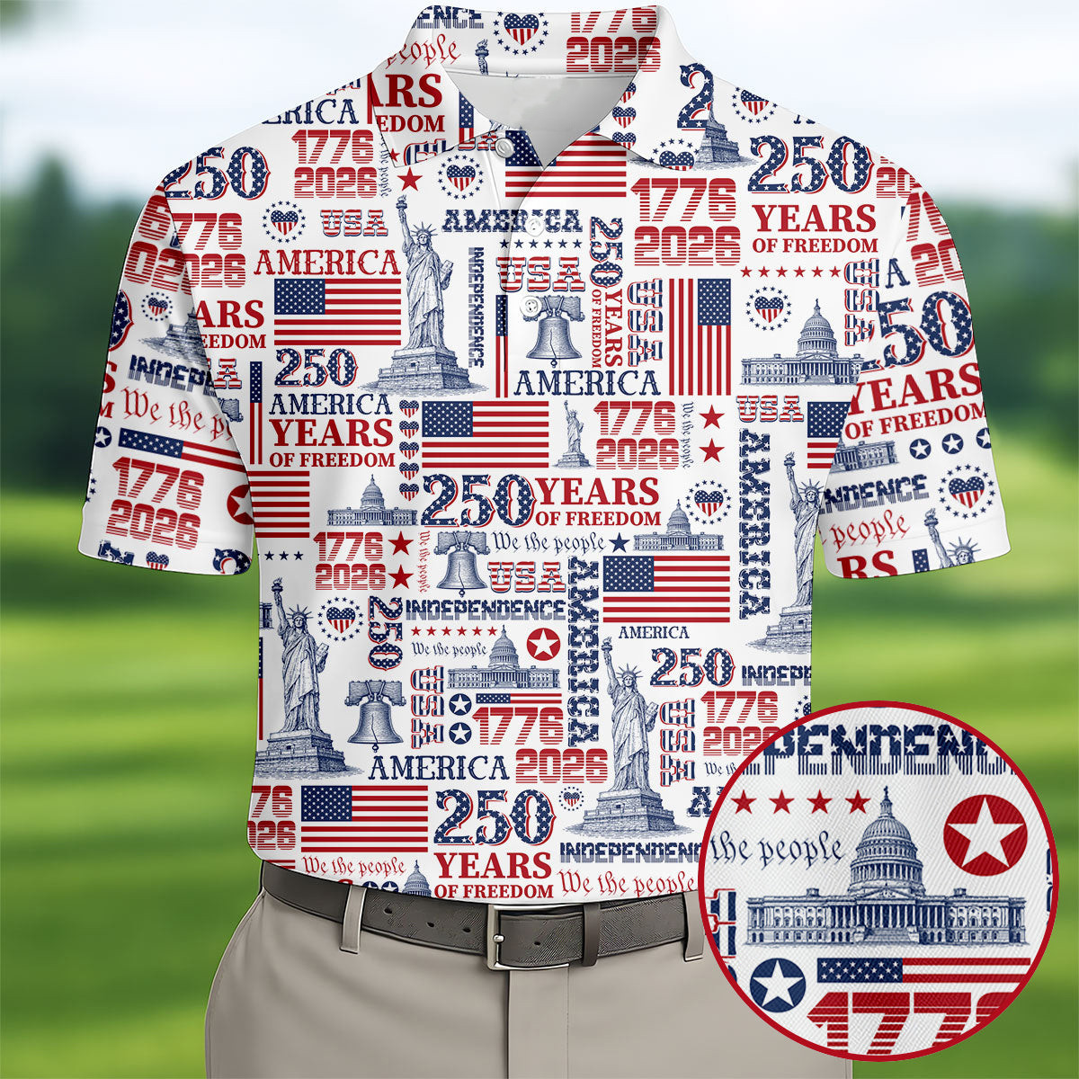 America 250 Years Of Freedom Golf Polo Shirt 1776 2026 Merch Cool Golf Gifts For Dad
