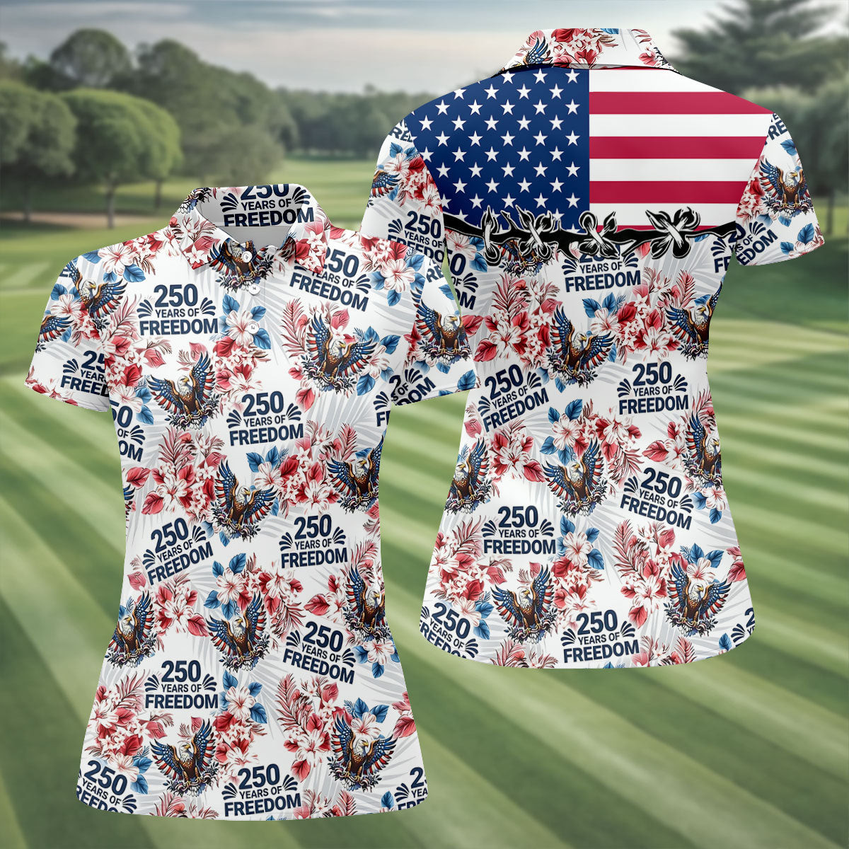 America 250 Years Of Freedom Golf Polo Shirt 4Th Of July Golf Shirt Ladies Golf Gifts