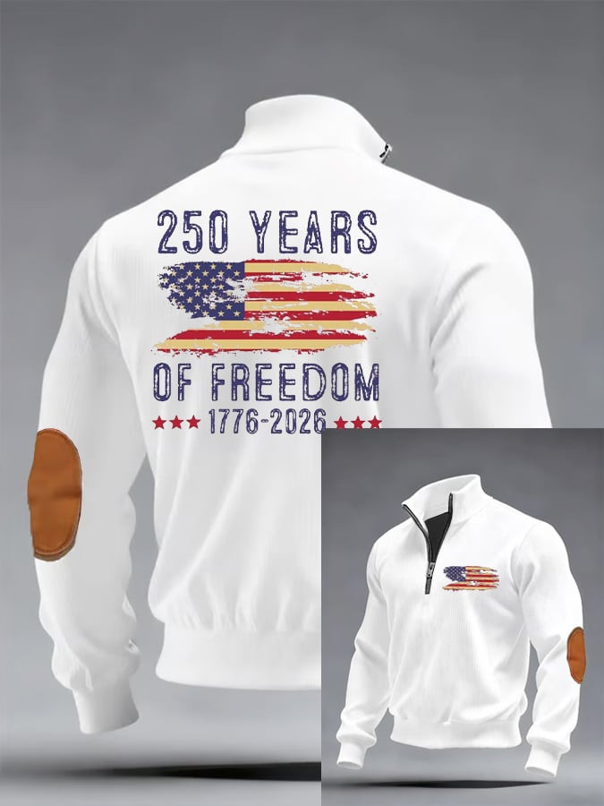America 250 Years Of Freedom Quarter Zip Sweatshirt 4Th Of July Clothing Men's Patriotic Gifts